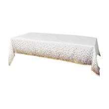 White Gold-Knit Disposable Tablecloth 108x54in (2 Pack)