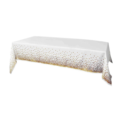 White Gold-Knit Disposable Tablecloth 108x54in (2 Pack)