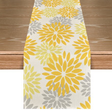 Yellow Dahlia Floral Table Runner 13 x 72 in