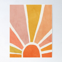 Tableau abstrait sur toile représentant un soleil