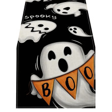 Flax Halloween Table Runner Ghost Pumpkin 33 x 183 cm
