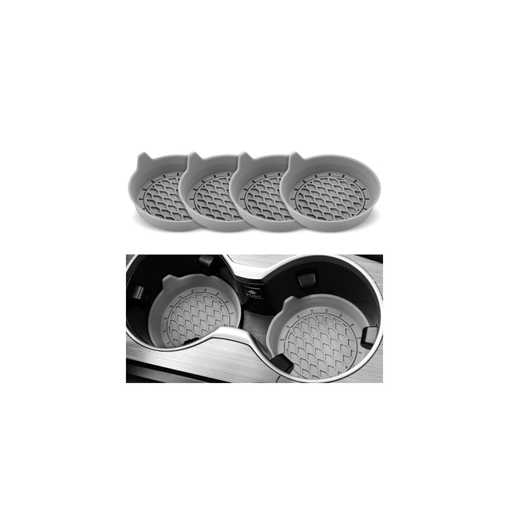 Cup Holder Coasters 4Pcs Nonslip Waterproof Durable Car Inserts For Tesla Model 3 Interior Protection Grey 9330225830344