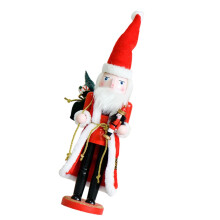 36CM hoge kerstman sculptuur houten kerstman met geschenkzakken