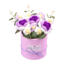 Künstliche gestrickte Blume mit Topf, gehäkelte Rosensträuße-6