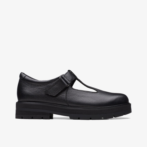 Clarks (Standard, 6 (Adults')) PragueBrill Y. Black Leather