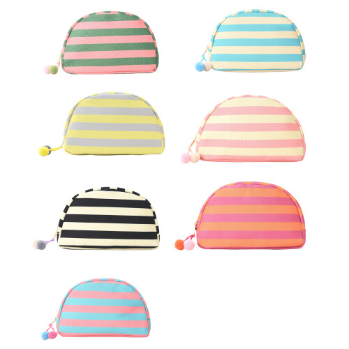 Sac de maquillage élégant à coque rayée, grande capacité,-5 2