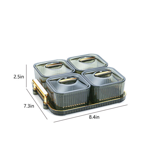Clear Snack Tray Set with 4 Storage Jars and Serving Pallet 1