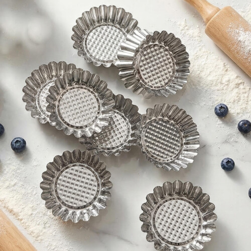 25Pcs Reusable Stainless Steel Egg Tart Molds Mini Silver Baking Cups 2