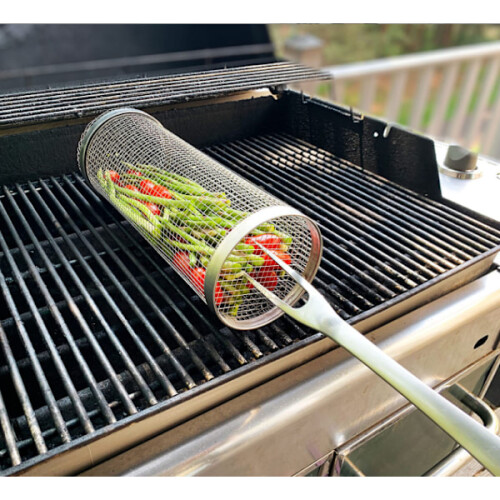 Grillkorg i rostfritt stål, cylinder, 30 cm 2