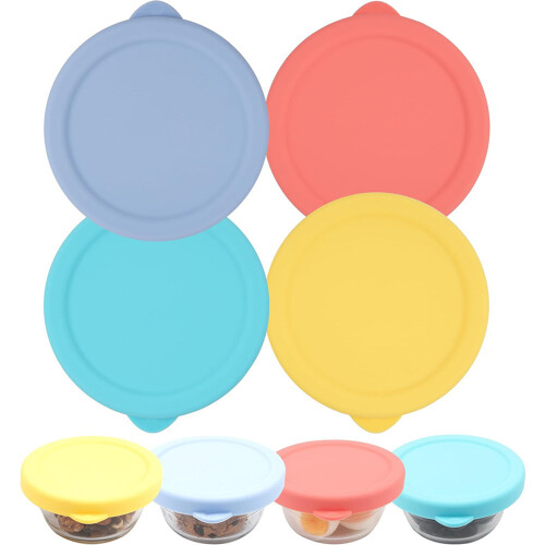 Assorted Color Silicone Replacement Lid 4 Piece Glass-Green 1