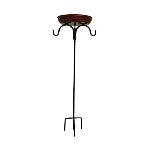 Decorative Wrought Iron Bird Feeder Bird Bath with Stake For-1