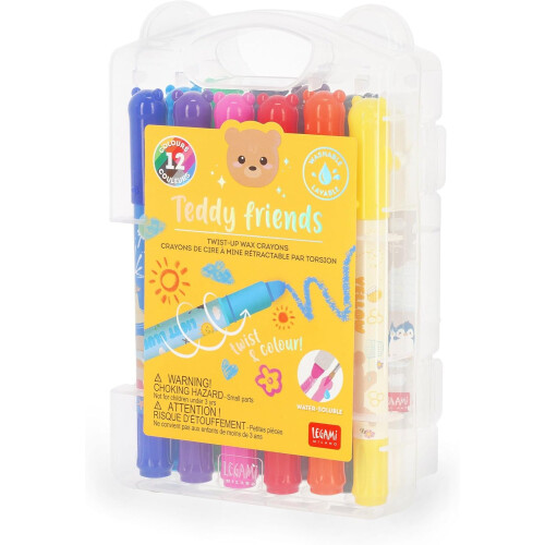Legami Teddy Friends Wax Crayons Pack of 12