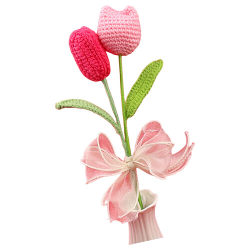 Eleganter gehäkelter Tulpenstrauß, tragbar für Büros oder-A