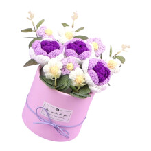 Bouquets de roses artificielles tricotées au Crochet, faites à-6