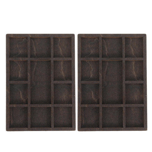 2Pièces Mini Présentoir Bois Café 11 Compartiments Pour Bijoux