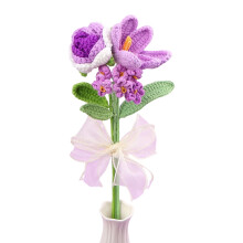 Bouquet de fleurs de tulipes en laine tricotées à la main,-C