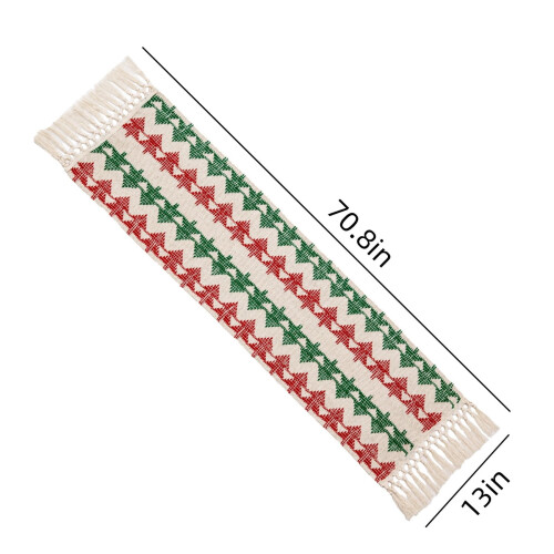 Boho Christmas Table Runner Cotton Tassel 13x70.8 in 2