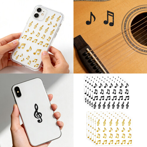 Glitter Music Note Adhesive Sticker 20 Sheets For School-Black 2