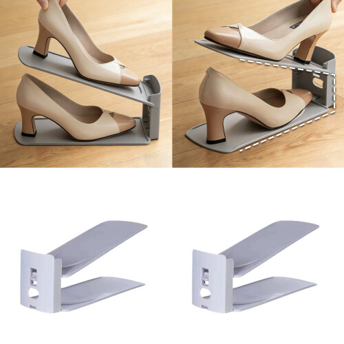 12 Pieces Adjustable Shoe Shelf For Wardrobe Strong Plastic Shoe 1