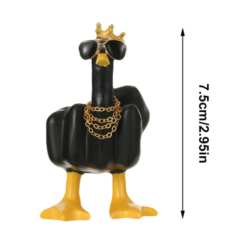 Skulptur af ande i resin, 7,5 cm med krone. 1