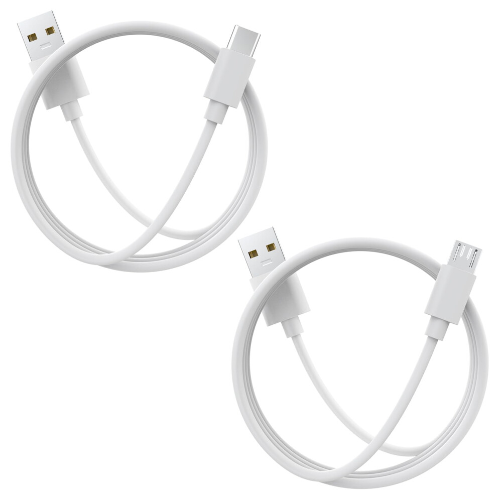 10Ft Charger Cable 2Pack Â 2In1 Usbc And Microusb Fast Charging Cord For Kindle Paper, Fire And Oasis (White) White 9330225830733