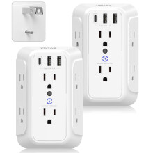 9‑in‑1 Outlet Extender with USB C, Fast Charging Surge Protector Wall Plug Adapter for Non‑Grounded Outlets