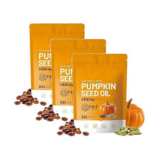 (3PCS) 1-5x 2 in 1 Pumpkin Oil 300 Count Nutrition GELS