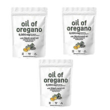(3 bags) 3X Oil of Oregano Black seed oil 6000mg Nutrition Gels & Chews 300 Count