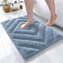 (Blue, 16.92*23.62in/43*60cm) Chenille Bathroom Rugs Super Absorbent Non Slip Bath Rug for Bathroom Floor 3D Tufted Thick Shaggy Bath Mat Ma