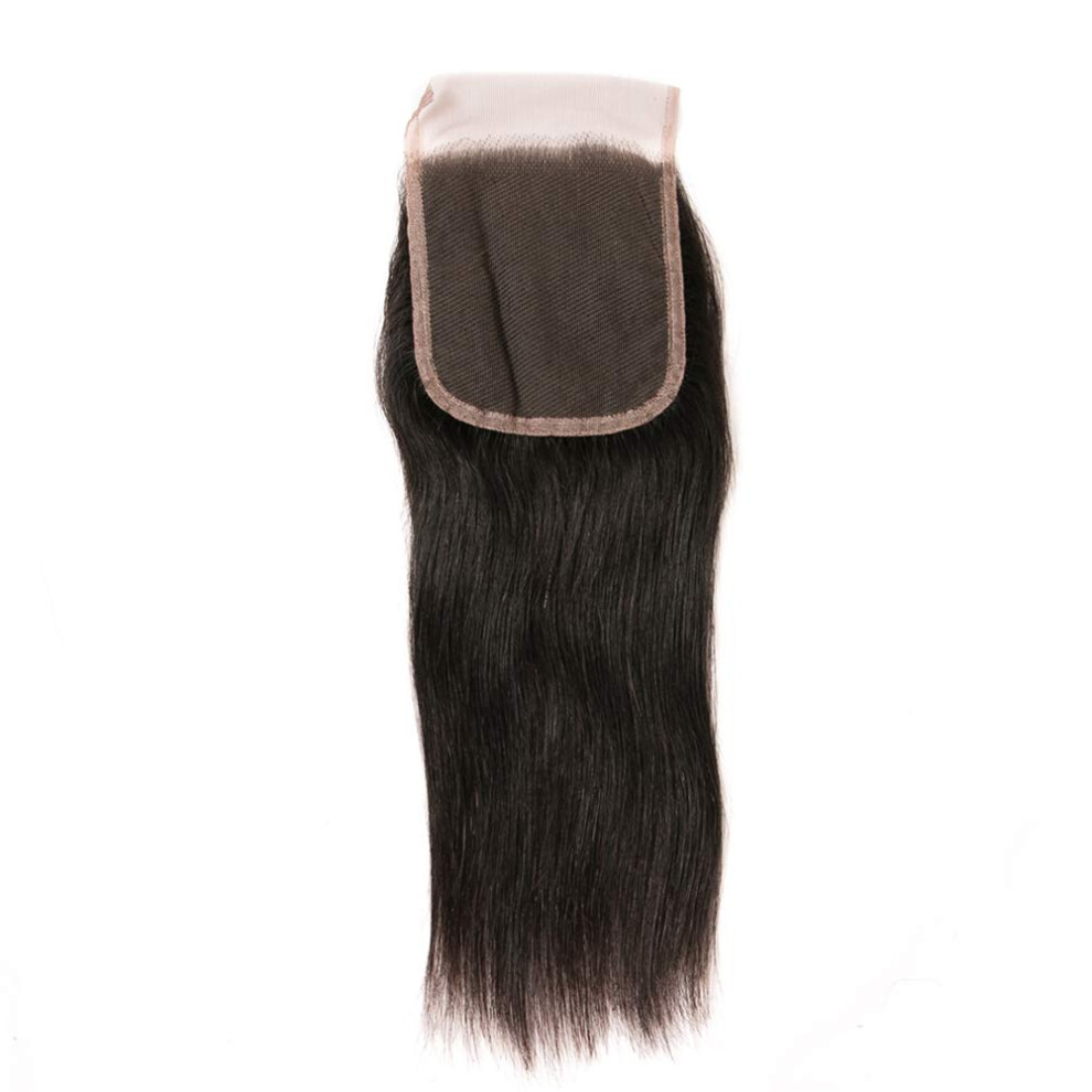 Brazilian Straight Hair Lace Closure 4x4 Swiss Lace 16 Inch Virgin Human Hair Natural Black
