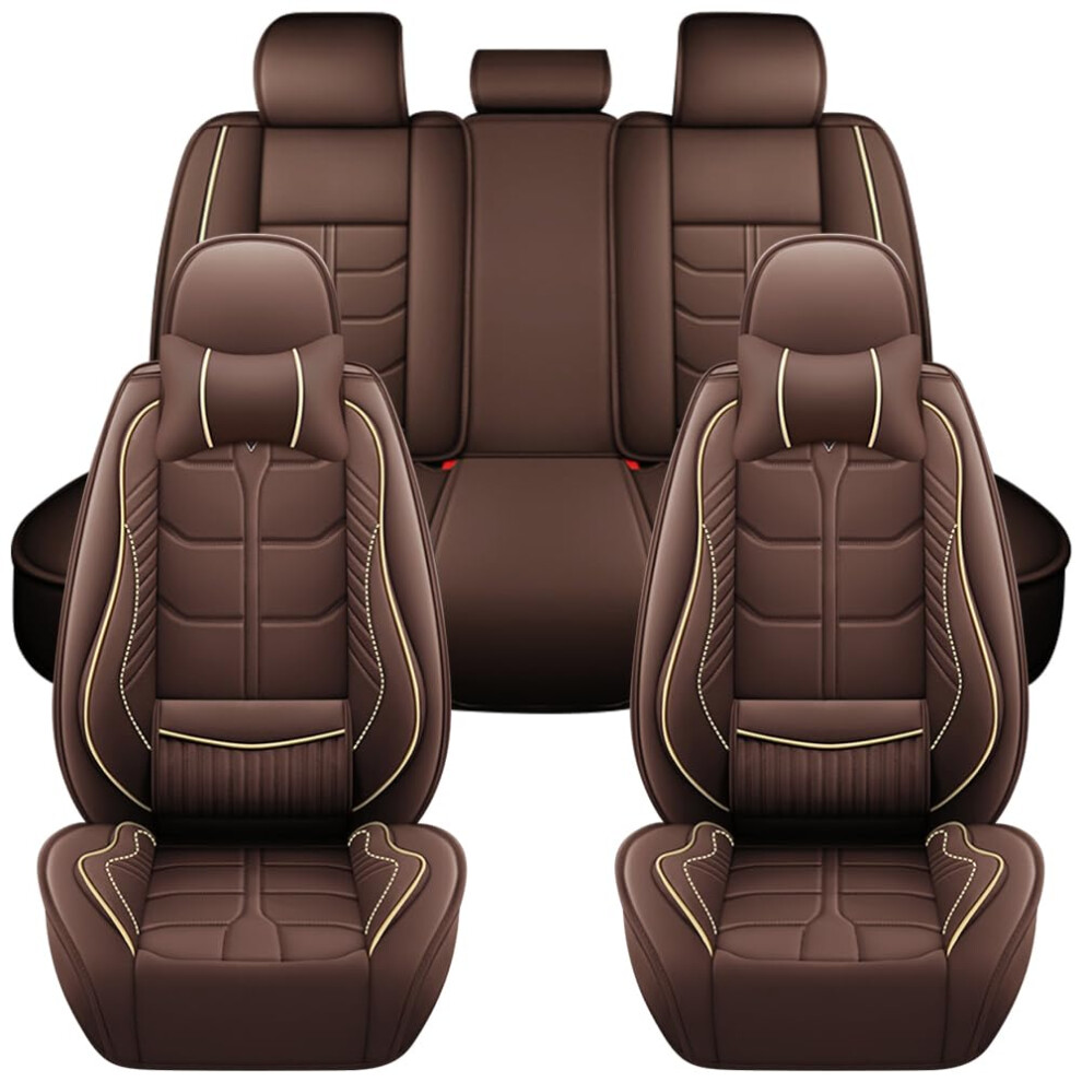 Nappa Leather Car Seat Covers For Chevy Bolt Euv 2022Â2023, Waterproof Full Coverage Coffee Set With Comfort Cushioning 9330225830962