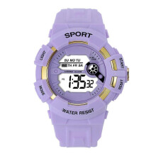 (purple) New Macaron Color Outdoor Sports Multifunctional Electronic Watch For Male And