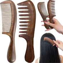 Walnut Wood Hair Comb, Walnut Wood Comb, Two-Pack Wood Hair Comb, Wooden Comb with Handle, Walnut Wide Tooth Curly Hair Comb, Hand Made Comb, Natural