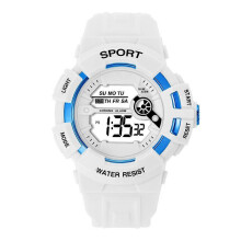 (white) New Macaron Color Outdoor Sports Multifunctional Electronic Watch For Male And