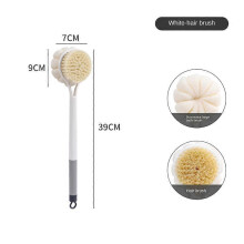 (grey) Long Handle Bath Brush Soft Mesh Sponge Back Scrubber Body Puff Shower Loofah