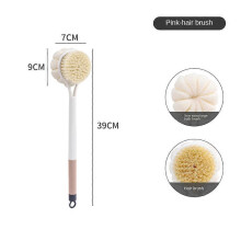 (pink) Long Handle Bath Brush Soft Mesh Sponge Back Scrubber Body Puff Shower Loofah