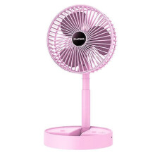 (pink) Telescopic Folding Fan - 2024 New Portable USB Rechargeable Collapsible Desk Fan