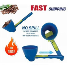 No Spill Scoop Converts to Funnel with Silding Base 2 in 1 Measuring Slide Scoop