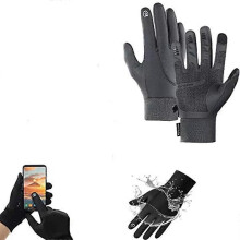 (S, grey) Winter Thermal Gloves Touch Screen Glove Water Resistant Windproof Warm for Driving Cycling Running