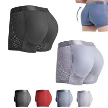 (M, red) Men's Hip-Lifting Boxer Briefs Hip, Men's Butt Padded Underwear Mesh Boxers