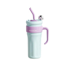 (blue) Large Capacity Heat Preservation And Cold Preservation Cup With Straw Handle High Value Stainless Steel Water Cup