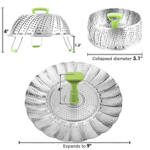 (9 inch) Folding Steamer Basket,2024 New 3rd Generation Stainless Steel Steamer Basket