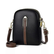 (black) Leather Small Crossbody Bags , Cell Phone Bag, Mini Over Shoulder Handbag Purse
