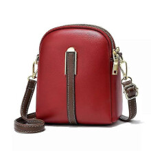 (red) Leather Small Crossbody Bags , Cell Phone Bag, Mini Over Shoulder Handbag Purse