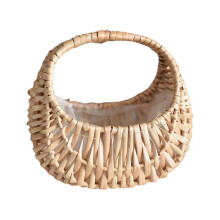 (1pc) Handmade Flower Arrangement Basket Half Moon Wicker Basket Woven Basket With Handle Wedding Flower Home Decoration