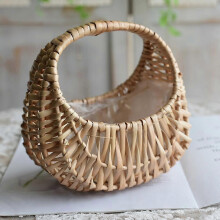 (2pcs) Handmade Flower Arrangement Basket Half Moon Wicker Basket Woven Basket With Handle Wedding Flower Home Decoration