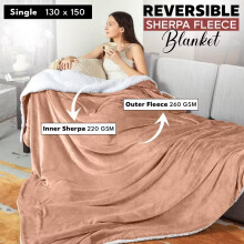 (Camel) Single Blanket Sherpa Fleece Throw Sofa Bed Travel