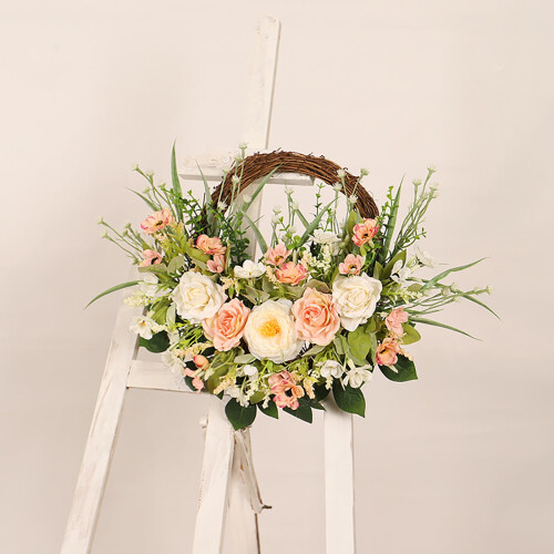 Rose Cherry Artificial Wreath for Front Door 1