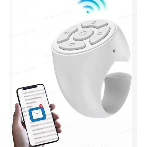 (A, white) Wireless Bluetooth Ring,Remote Control Fingertip Selfie Video Controller