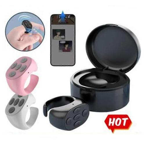 (JX05S, black) Wireless Bluetooth Ring,Remote Control Fingertip Selfie Video Controller